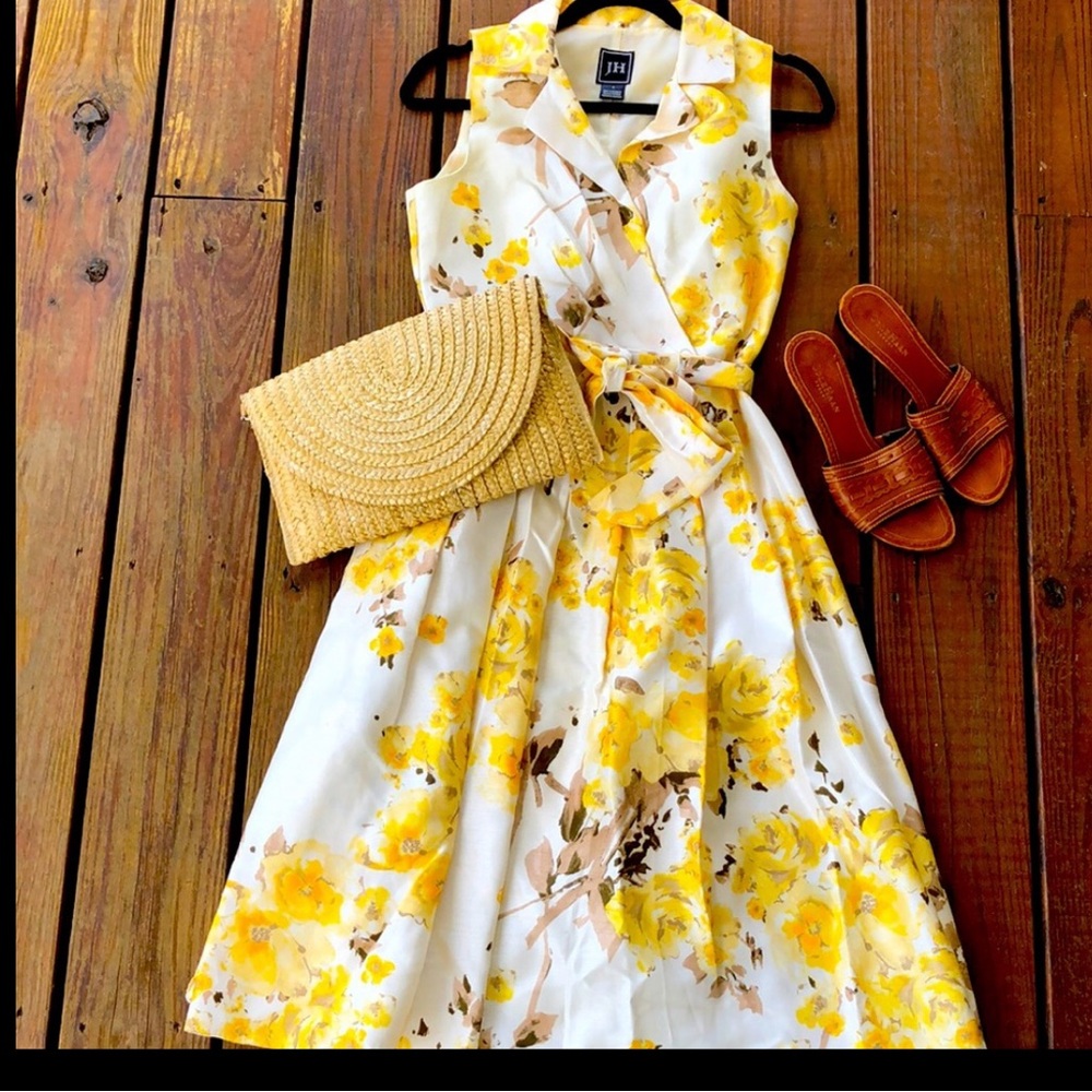 Stunning Floral Yellow and Cream Dress-4